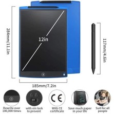 T12 Siyah Writing Tablet LCD 12 Inç Dijital Kalemli Çizim Yazı Tahtası