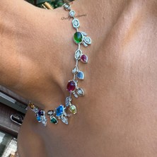 Aurora Vıp Renkli Zirkon Silver Kolye - (Çelik)