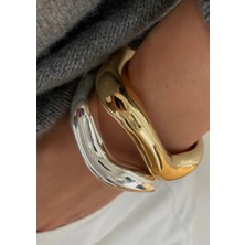 Asimetrik Tasarım Ithal Seri Gold Cuff Kelepçe Bilezik