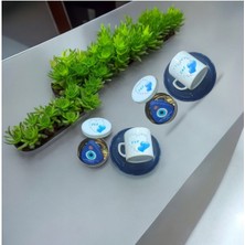 Kişiye Özel Harfli Türk Kahvesi Fincanı ve Metal Kutuda Çikolata Seti