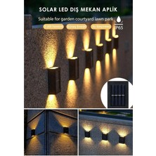 Iki Adet Solar Çift Yönlü Duvar Lambası, Güneş Enerjili, Modern ve Şık Tasarım