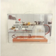 Turuncu Bambu Tepsili Sürahi ve Fincan Takımı, Şık ve Doğal Tasarım