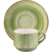 Yeşil Çay Fincanı ve Tabağı Takımı, Şık ve Zarif Tasarım, 2'li Set