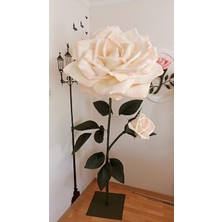 Tomurcuklu Dev Gül Eva Tasarım Ekru Renk