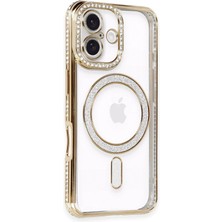 CPT16 iPhone 16 Kılıf Joke Simli Magneticsafe Kılıf - Gold
