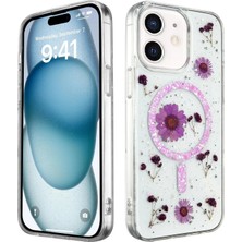 CPT16 iPhone 12 Kılıf Daisy Simli Magsafe Kapak - Mor