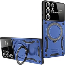 CPT16 Samsung Galaxy S24 Ultra Kılıf Joy Lens Standlı Kapak - Lacivert