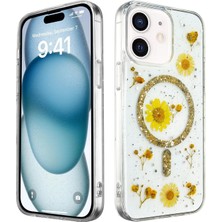 CPT16 iPhone 12 Kılıf Daisy Simli Magsafe Kapak - Gold