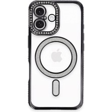 CPT16 iPhone 16 Plus Kılıf Joke Simli Magneticsafe Kılıf - Siyah