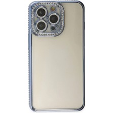 Newface Iphone 14 Pro Kılıf Joke Taşlı Silikon - Mavi Svlrs