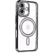 CPT16 iPhone 16 Kılıf Joke Simli Magneticsafe Kılıf - Siyah