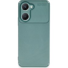 CPT16 Vivo Y18 Kılıf Auto Focus Karbon Kapak - Koyu Yeşil