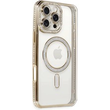 CPT16 iPhone 16 Pro Kılıf Joke Simli Magneticsafe Kılıf - Gold