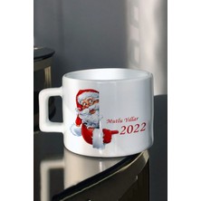 Yılbaşı Temalı Noel Baba Baskılı Çay ve Kahve Fincanı, Mutlu Yıllar Dileğiyle
