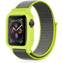 CPT16 Apple Watch 42MM Hasırlı Cırtcırtlı Kasalı Kordon - Yeşil