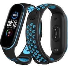 CPT16 Xiaomi Mi Band 6 Spor Delikli Kordon - Siyah-Mavi