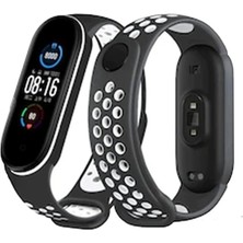 CPT16 Xiaomi Mi Band 4 Spor Delikli Kordon - Siyah-Beyaz