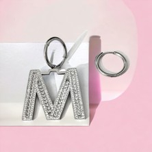 Kadın Zirkon Taşlı Harf Çelik Küpe