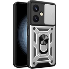 CPT16 Vivo Y27 Kılıf Pars Lens Yüzüklü Silikon - Gümüş