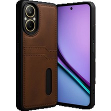 CPT16 Realme 12 Lite Kılıf Sara Kartvizitli Deri Kılıf - Taba