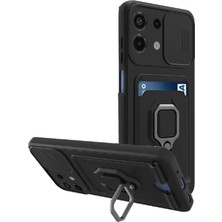 CPT16 Xiaomi Redmi Note 13 4g Kılıf Zuma Kartvizitli Yüzüklü Silikon - Siyah