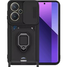 CPT16 Xiaomi Redmi Note 13 Pro Plus Kılıf Zuma Kartvizitli Yüzüklü Silikon - Siyah