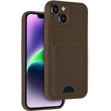 CPT16 iPhone 14 Kılıf Kelvin Kartvizitli Silikon - Kahverengi
