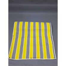 67X150CM Gri Sarı Çizgili Kumaş Balkon Brandası, Kenarları Dikişli