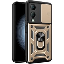 CPT16 Vivo Y17S Kılıf Pars Lens Yüzüklü Silikon - Gold