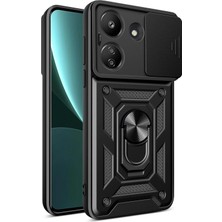 CPT16 Xiaomi Redmi 13C Kılıf Pars Lens Yüzüklü Silikon - Siyah
