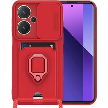 CPT16 Xiaomi Redmi Note 13 Pro Plus Kılıf Zuma Kartvizitli Yüzüklü Silikon - Kırmızı