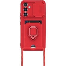 CPT16 Samsung Galaxy A25 5g Kılıf Zuma Kartvizitli Yüzüklü Silikon - Kırmızı