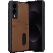 CPT16 Samsung Galaxy S25 Edge Sara Kartvizitli Deri Kılıf - Taba