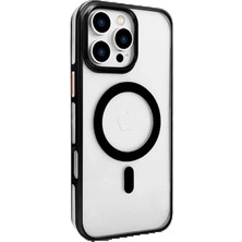 CPT16 iPhone 16 Pro Max Gleam Pc Sert Magsafe Kılıf - Şeffaf-Siyah