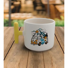 El Yapımı Sarı Kulplu 200 ml Kupa, Latte ve Espresso Için Ideal.