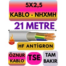Öznur 5x2,5 nhxmh (Alev Iletmez) Kablo Metre Seçenekli (Gri)