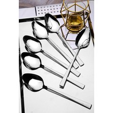 6'lı Lüks Çubuk Model Metalik Yemek Kaşığı Seti