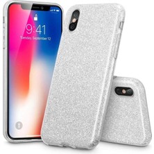 iPhone 7/8/se/7plus/8plus/x/xs/xs Max Modelleriyle ile Uyumlu Parlak Simli Transparan Silikon Kılıf
