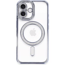 CPT16 iPhone 16 Plus Kılıf Joke Simli Magneticsafe Kılıf - Mavi