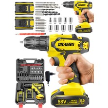 58V 5AH Çift Akülü Darbeli Vidalama Matkap Sarı Fişli