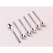 6 Adet Kalpli Paslanmaz Çay Kaşığı Çubuk Model Lüx Set