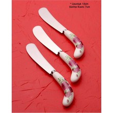 3'lü Porselen Saplı Renkli Tereyağı Bıçakları, Kahvaltıya Şıklık Katın