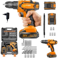 58V 8AH Çift Akülü Darbeli Metal Şanzuman Matkap Seti