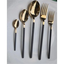 Elmas Titanyum Çay Kaşığı 6'lı Set, Siyah, Dayanıklı ve Şık Tasarım