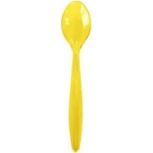 Sarı Plastik Kaşık, 13 Cm, 50 Adet, Dondurma ve Tatlı Kullanımı Için Ideal