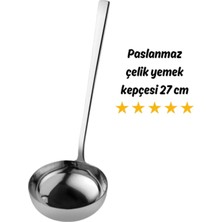 Paslanmaz Çelik Çorba Kepçesi, 27 Cm, Dayanıklı ve Şık Tasarım