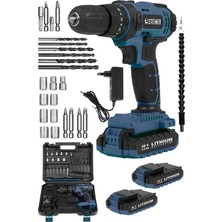 58V 5AH Çift Akülü Darbeli Metal Şanzımanlı Matkap Seti