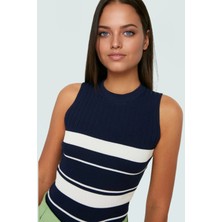 Kadın Bisiklet Yaka Triko Bluz Ince Polyester Renk Bloklu Yazlık Günlük Kullanım Için Konforlu Kesim