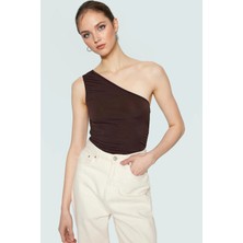 Tek Omuz Kolsuz Örme Bluz Fitted Vücut Mükemmel Uyum Zarifane Tasarım Şık Görünüm