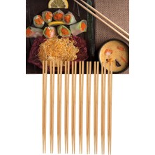 Yıkanabilir Organik Ahşap Bambu Yemek Çubuğu, 10 Çift, Kahverengi